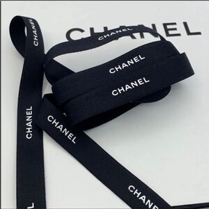 40 in CHANEL Black Logo Ribbon - Branded Decorative Ribbon